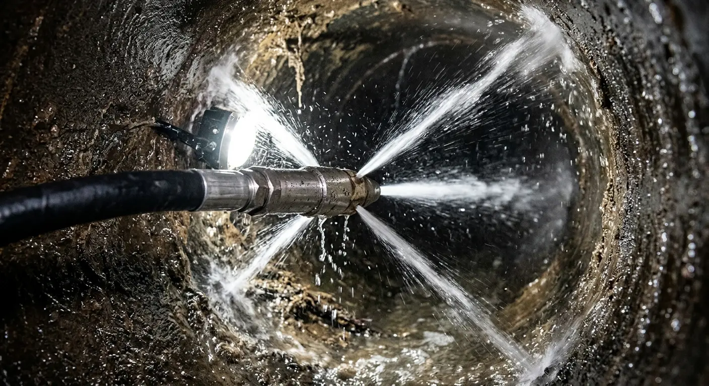 High-pressure hydro jetting nozzle cleaning sewer pipe for Sewer Cleanout in Slinger